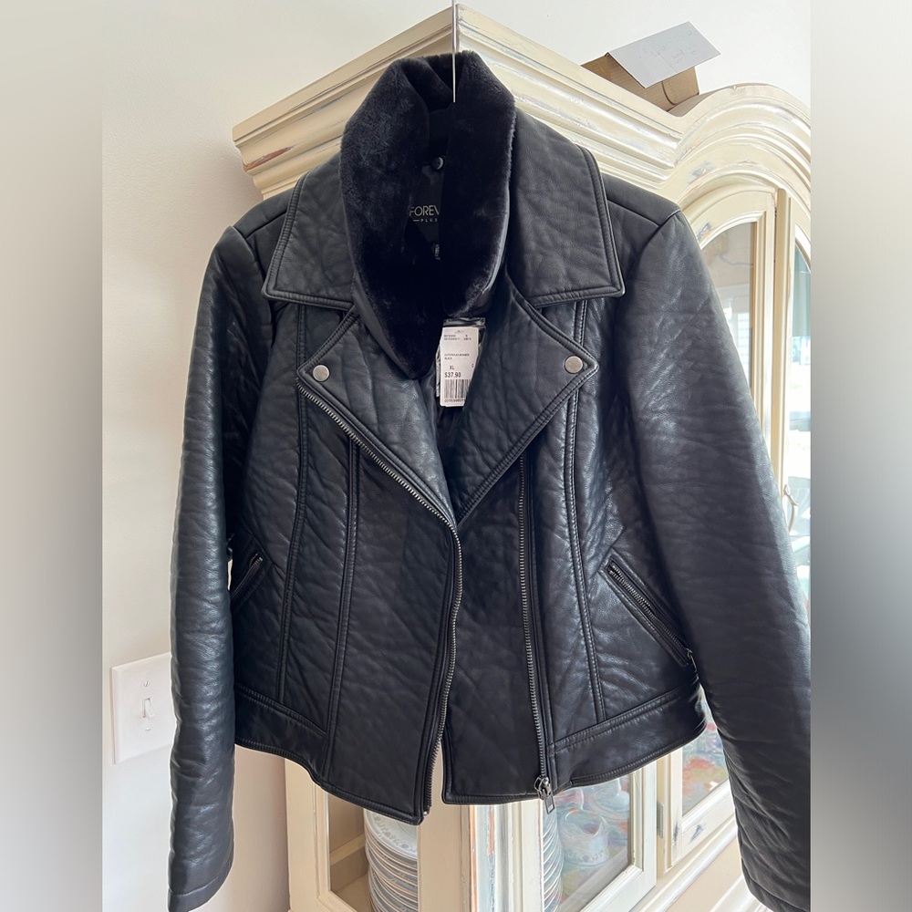 NWT Forever 21 XL Faux Leather Bomber Jacket